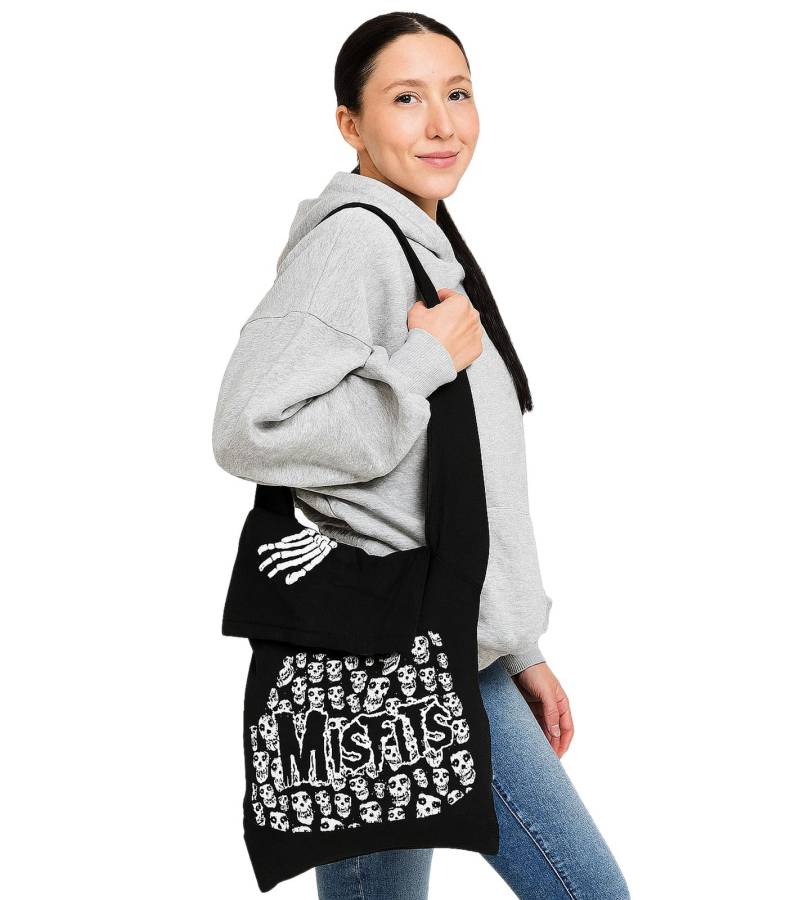 Misfits Punk-Band Damen Tasche mit angenähter Kapuze Baumwoll-Tasche Handtasche LB103081MIS0 Schwarz/Weiß von BioworldMerch