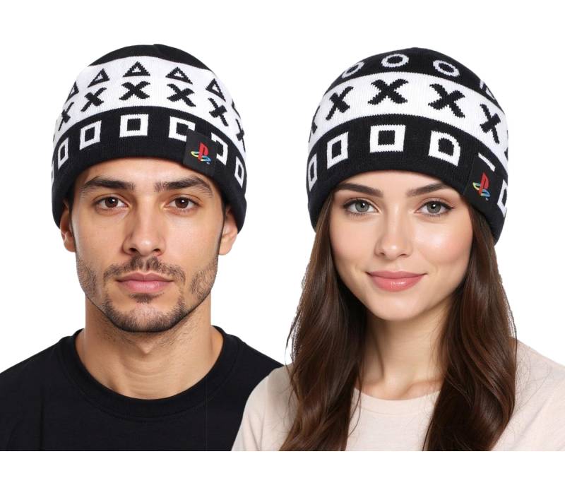 PlayStation Beanie mit Playstation Symbole Gaming-Mütze Strick-Beanie Fan-Artikel KC042612SNY Schwarz/Weiß PlayStation Beanie mit Playstation Symbole Gaming-Mütze Strick-Beanie Fan-Artikel KC042612SNY Schwarz/Weiß von BioworldMerch