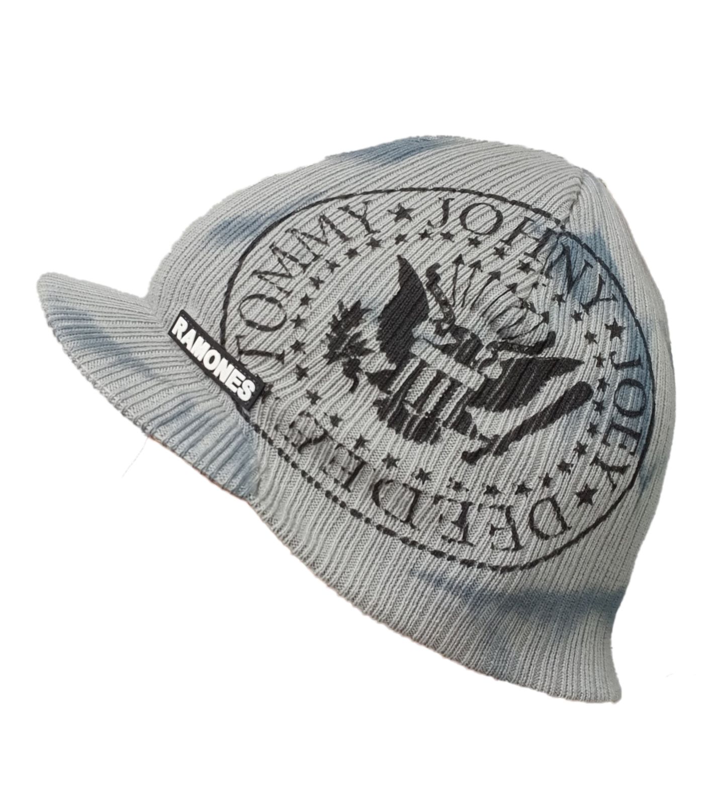 RAMONES Rockband Schirm-Beanie mit Band-Print Strick-Mütze mit Patch Fan-Beanie KC100814RAM Grau von BioworldMerch