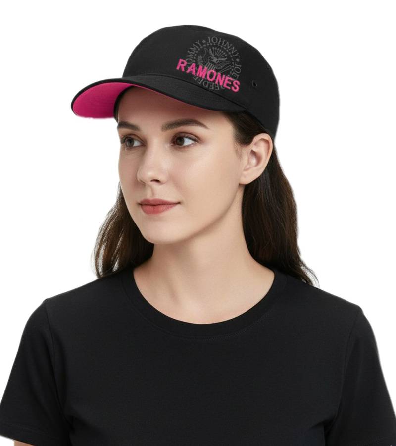 Ramones Damen Punkrock-Band Baumwoll-Cap im millitärischen Schnitt mit leicht gebogenen Schnitt FC103418RAM Schwarz von BioworldMerch