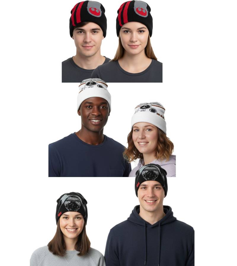 Star Wars Beanie für Damen oder Herren Strick-Mütze in Einheitsgröße Fan Artikel Winter-Mütze in Schwarz oder Weiß von BioworldMerch