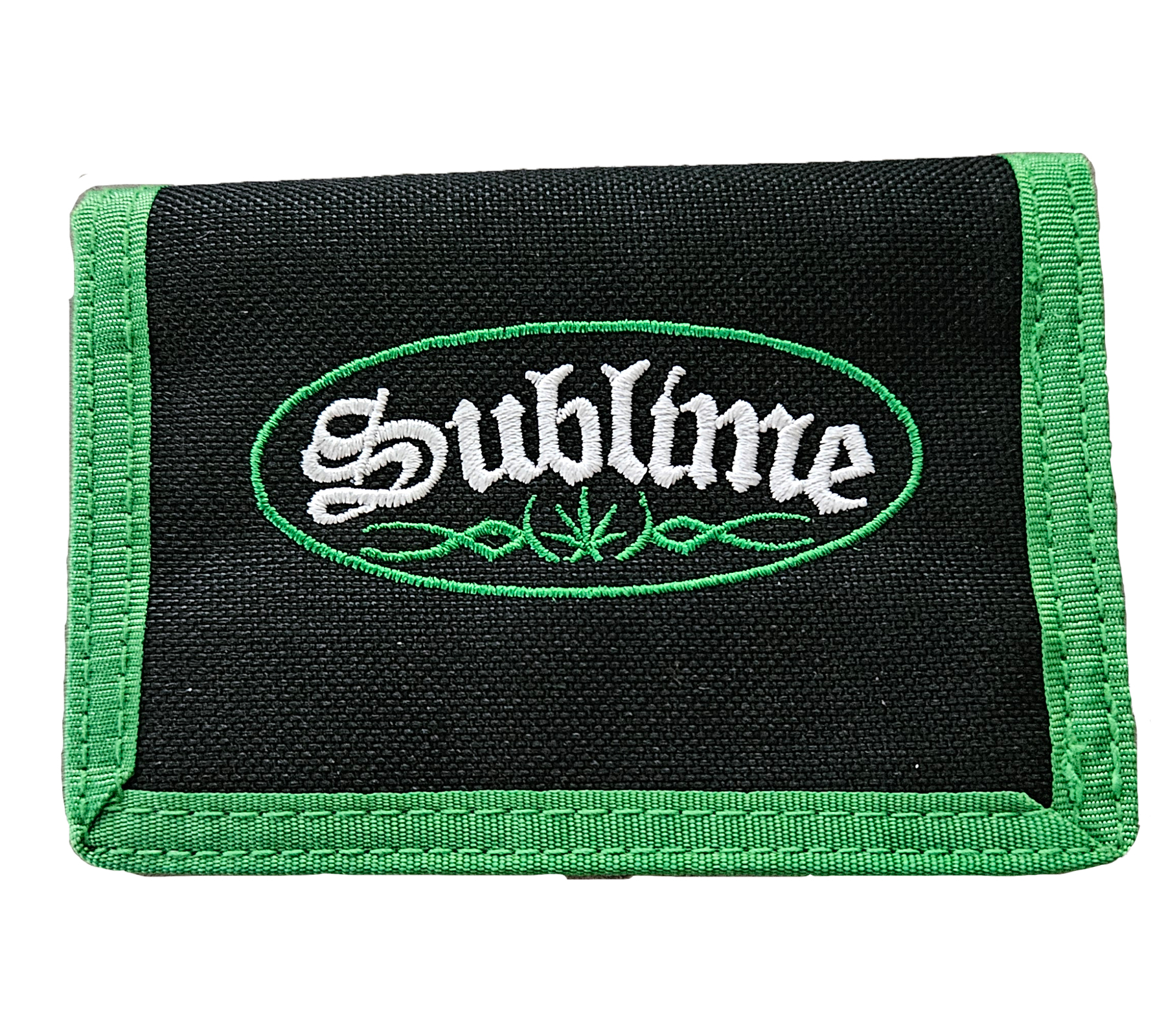 Sublime Stilvolle Band-Brieftasche mit Logo-Schriftzug Portemonnaie Schwarz/Grün von BioworldMerch