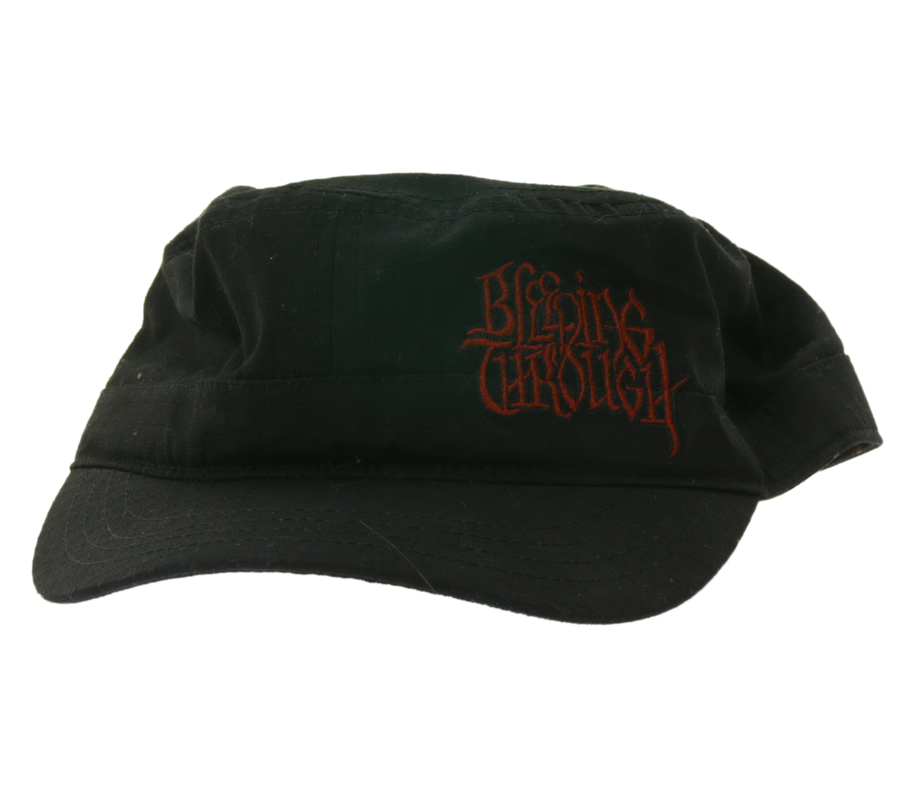 BLEEDING TROUGH Unisex Cap Baumwoll-Cap im millitärischen Schnitt mit leicht gebogenen Schnitt Schwarz/Rot BLEEDING TROUGH Unisex Cap Baumwoll-Cap im millitärischen Schnitt mit leicht gebogenen Schnitt Schwarz/Rot von BioworldMerch