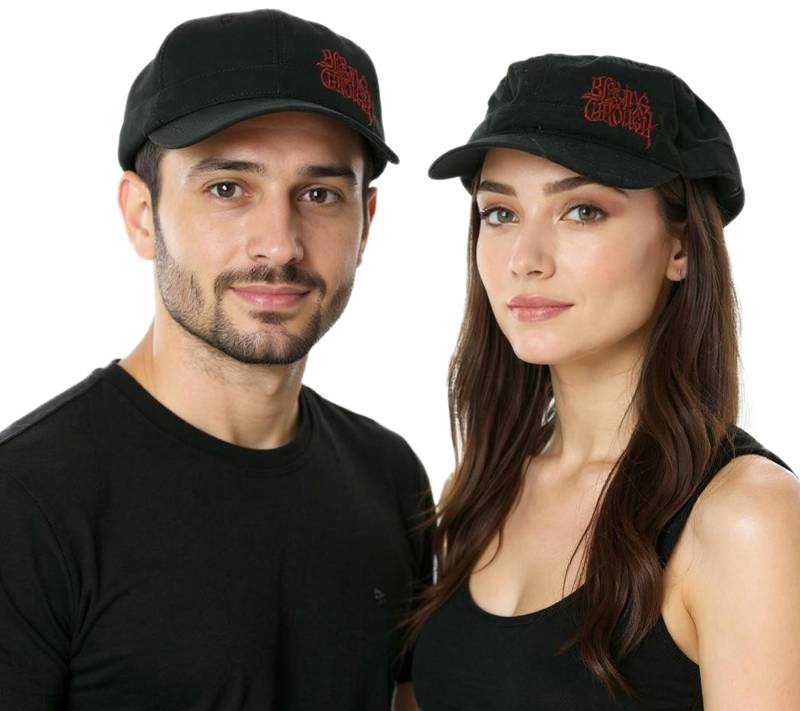 BLEEDING TROUGH Unisex Cap Baumwoll-Cap im millitärischen Schnitt mit leicht gebogenen Schnitt Schwarz/Rot BLEEDING TROUGH Unisex Cap Baumwoll-Cap im millitärischen Schnitt mit leicht gebogenen Schnitt Schwarz/Rot von BioworldMerch