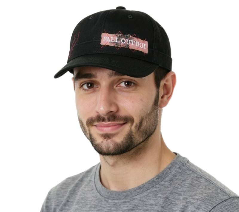 FALL OUT BOY Unisex Cap Baumwoll-Cap im millitärischen Schnitt mit leicht gebogenen Schnitt Schwarz/Rosa von BioworldMerch