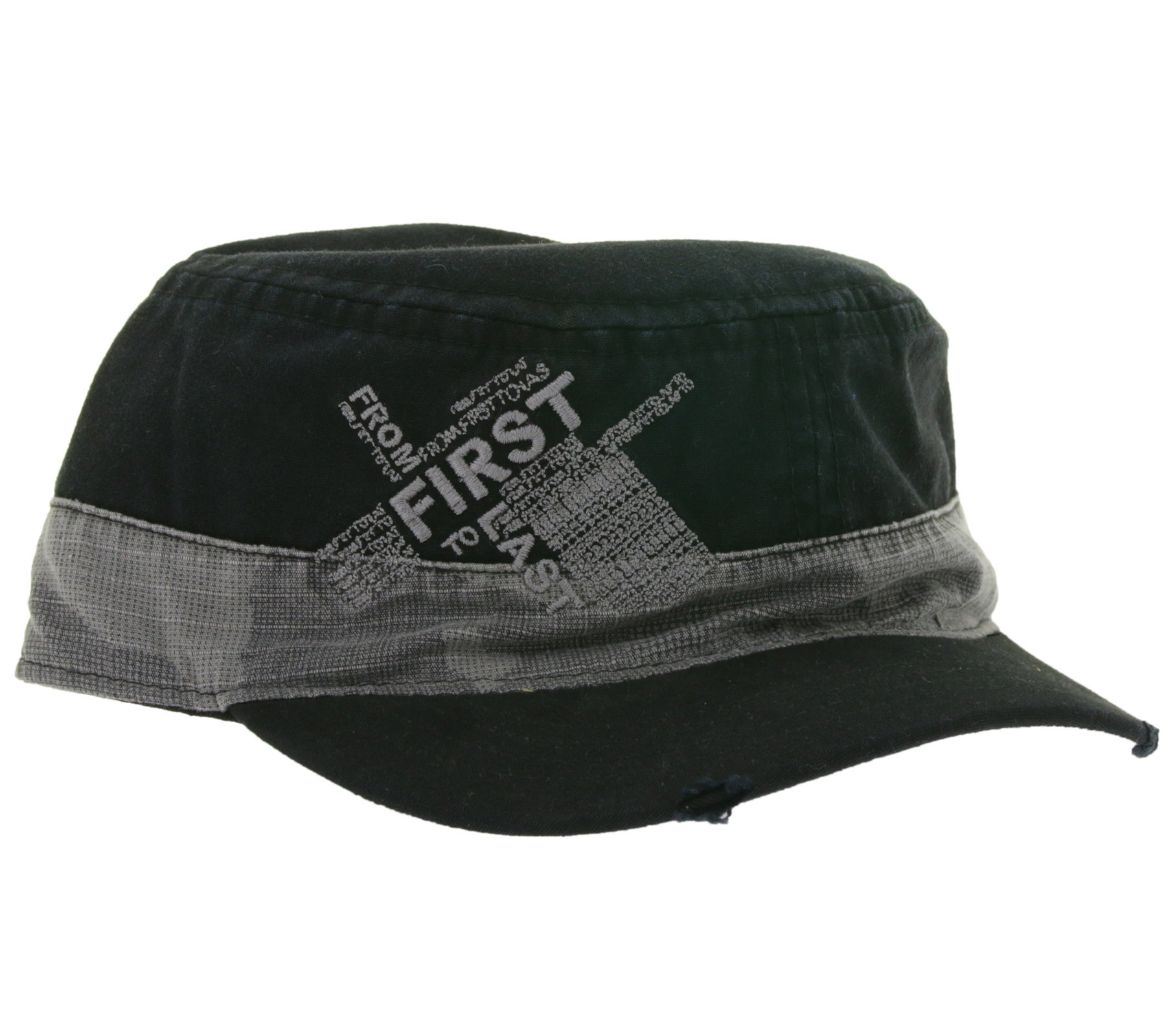 From First to Last Unisex Cap Baumwoll-Cap im millitärischen Schnitt mit leicht gebogenen Schnitt Schwarz/Grau From First to Last Unisex Cap Baumwoll-Cap im millitärischen Schnitt mit leicht gebogenen Schnitt Schwarz/Grau von BioworldMerch