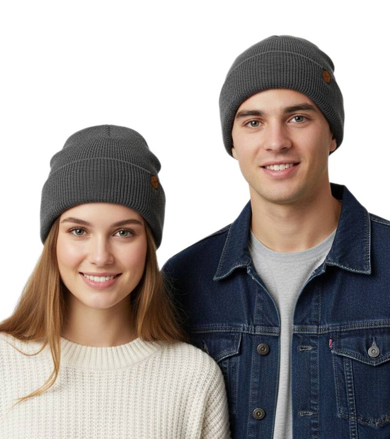 Unisex Mütze Damen und Herren Beanie mit kleinem Logo-Patch KC28QJDES Grau von BioworldMerch