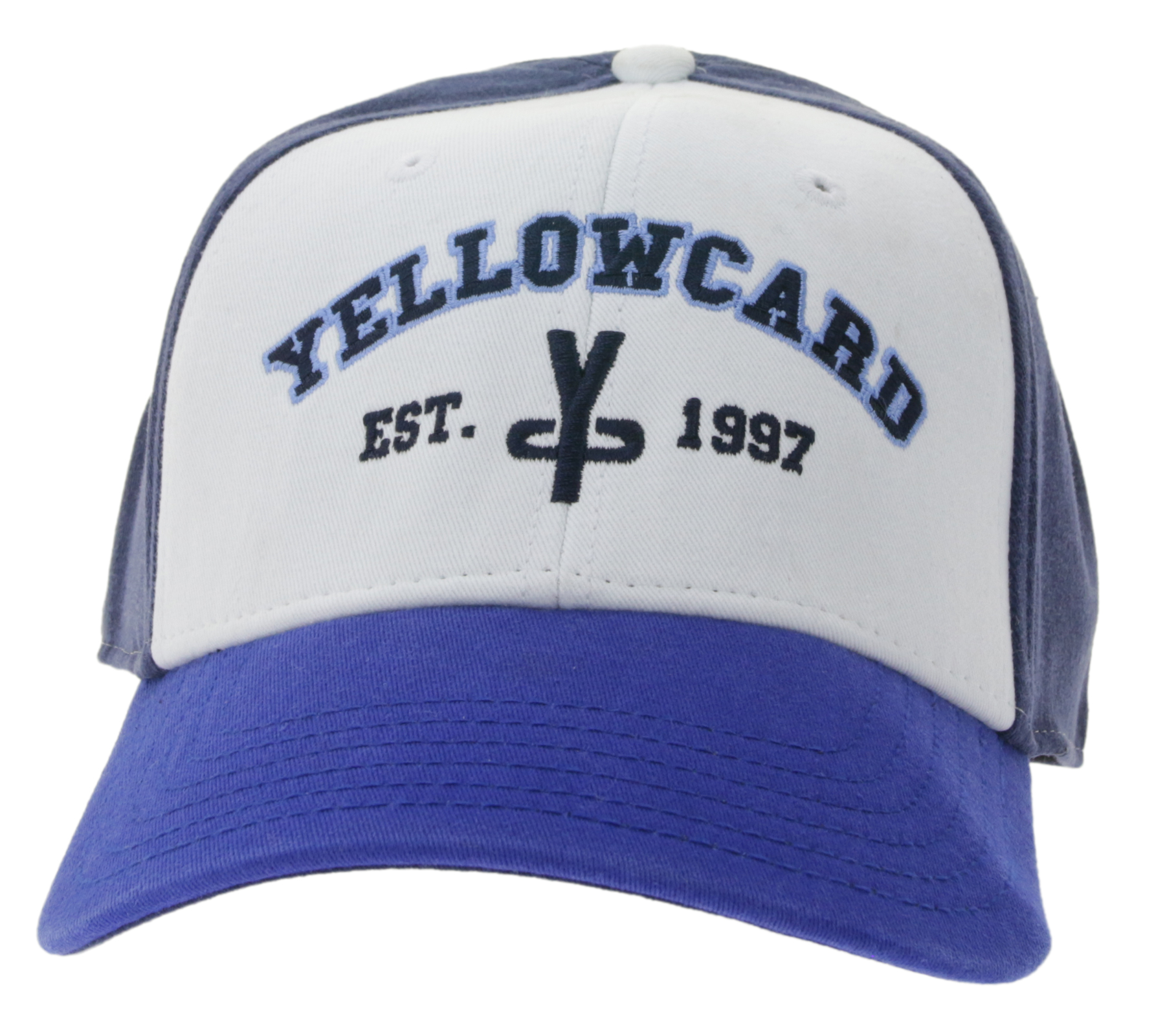 YELLOWCARD Base-Cap Pop Punk Band Fanwear mit gebogenem Schirm TC103518YWC Weiß/Blau YELLOWCARD Base-Cap Pop Punk Band Fanwear mit gebogenem Schirm TC103518YWC Weiß/Blau von BioworldMerch