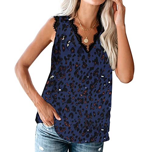 Bipily Damen Tops mit Spitze Ärmellos Blusen Sommer Strand V-Ausschnitt Lässiges Weste Tops von Bipily