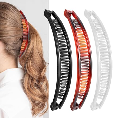 3 Stück Bananenspange Haare,Banana Clip Dickes Haar,Groß Banana Hair Clip,Bananen Haarspangen Damen Dünnes Frisur,Elegante Haarspange Damen,für Lockiges Oder Glattes Haa Frauen und Mädchen Accessoire von Bipl