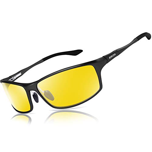 Bircenpro Nachtsichtbrille zum Fahren, Blendfreie HD-Al-Mg Metall Rahmen Nachtfahrbrille für Herren und Damen von Bircenpro