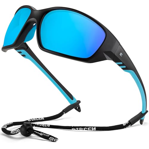Bircenpro Polarisierte Sport-Sonnenbrille für Damen und Herren: UV-Schutz für Angeln, Fahren, Radfahren, Laufen, A-schwarzer Rahmen, blaue Gläser, Einheitsgröße Bircenpro Polarisierte Sport-Sonnenbrille für Damen und Herren: UV-Schutz für Angeln, Fahren, Radfahren, Laufen, A-schwarzer Rahmen, blaue Gläser, Einheitsgröße von Bircenpro