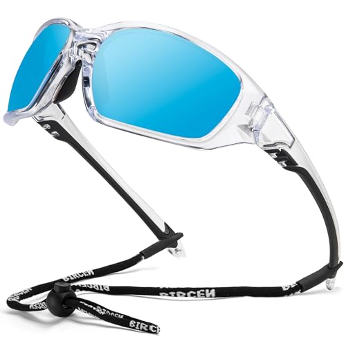 Bircenpro Polarisierte Sport-Sonnenbrille für Damen und Herren: UV-Schutz für Angeln, Fahren, Radfahren, Laufen, E-transparenter grauer Rahmen, blaue Gläser, Einheitsgröße Bircenpro Polarisierte Sport-Sonnenbrille für Damen und Herren: UV-Schutz für Angeln, Fahren, Radfahren, Laufen, E-transparenter grauer Rahmen, blaue Gläser, Einheitsgröße von Bircenpro