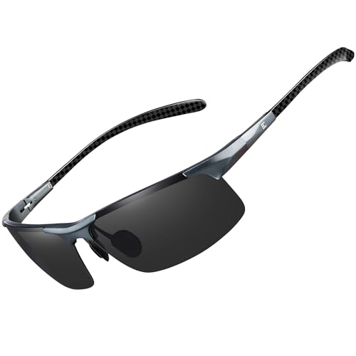 Bircenpro Sonnenbrille Für Herren Polarisiert: UV Schutz Kohlefaser Temple Sport Sonnenbrille Für Fahren von Bircenpro