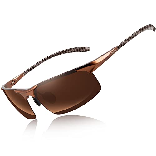 Bircenpro Sonnenbrille Für Herren Polarisiert: UV Schutz Kohlefaser Temple Sonnenbrille Für Sport und Fahren von Bircenpro