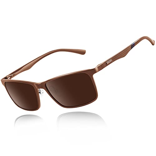 Bircenpro klassische Sonnenbrille für Herren Polarisiert: UV Schutz Modische Sonnenbrille zum Fahren und Angeln mit Metall-Al-Mg-Rahmen von Bircenpro