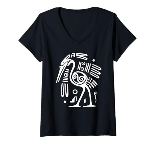 Damen Ibis Vogelsymbol Ornithologie Ibis Design T-Shirt mit V-Ausschnitt Damen Ibis Vogelsymbol Ornithologie Ibis Design T-Shirt mit V-Ausschnitt von Bird Birder & Birding Apparel Company