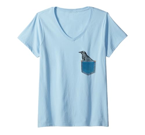 Damen Krähe Shirt Krähe in Einer Tasche Niedliche clevere Krähe Amsel T-Shirt mit V-Ausschnitt Damen Krähe Shirt Krähe in Einer Tasche Niedliche clevere Krähe Amsel T-Shirt mit V-Ausschnitt von Bird Birder & Birding Apparel Company