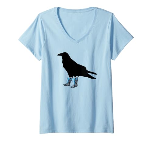 Damen Lustige Krähe in Gummistiefeln, Vogel in Gummistiefeln T-Shirt mit V-Ausschnitt Damen Lustige Krähe in Gummistiefeln, Vogel in Gummistiefeln T-Shirt mit V-Ausschnitt von Bird Birder & Birding Apparel Company