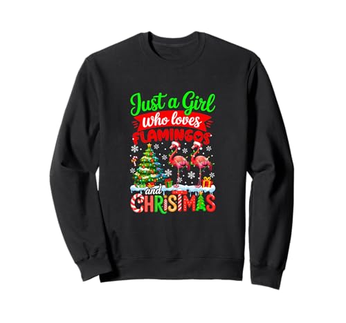 A Girl Loves Flamingos and Christmas Santa Costume Colorful Sweatshirt von Bird Christmas Costume