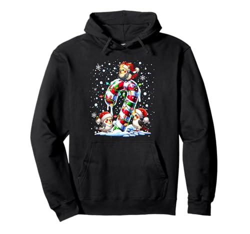 Three Santa Cockatiels On Candy Cane Christmas Kids Toddler Pullover Hoodie von Bird Christmas Costume