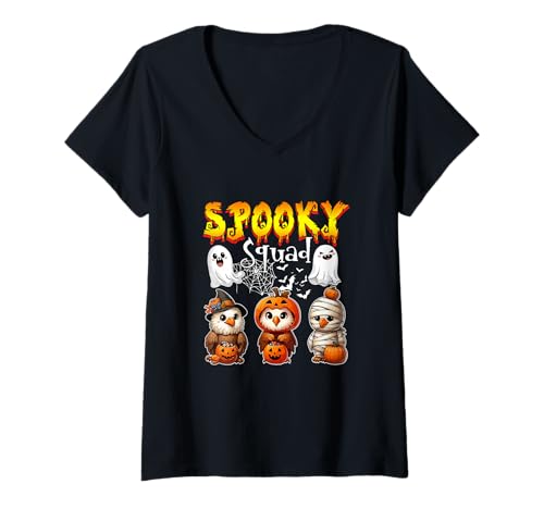 Damen Spooky Halloween Squad Three Cute Eagles Cosplay Witch T-Shirt mit V-Ausschnitt Damen Spooky Halloween Squad Three Cute Eagles Cosplay Witch T-Shirt mit V-Ausschnitt von Bird Halloween Costume