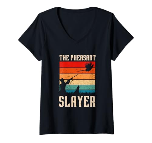Damen Der Fasanentöter Lustige Vogeljagd T-Shirt mit V-Ausschnitt Damen Der Fasanentöter Lustige Vogeljagd T-Shirt mit V-Ausschnitt von Bird Hunter Designs for Pheasant Hunters