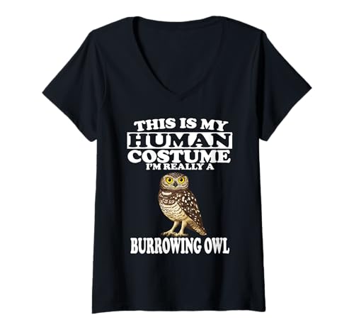 Damen Das ist Mein menschliches Kostüm I'm A Burrowing Owl Birds T-Shirt mit V-Ausschnitt von Bird Lovers