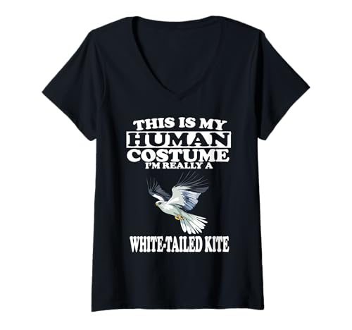Damen Das ist mein menschliches Kostüm Ich bin ein Weißschwanzdrachen Vögel T-Shirt mit V-Ausschnitt von Bird Lovers