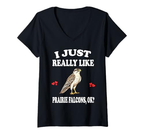 Damen Ich mag Prairie Falcons Ok Birds einfach sehr T-Shirt mit V-Ausschnitt von Bird Lovers