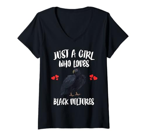 Damen Nur EIN Mädchen, das Schwarze Geiervögel liebt T-Shirt mit V-Ausschnitt von Bird Lovers