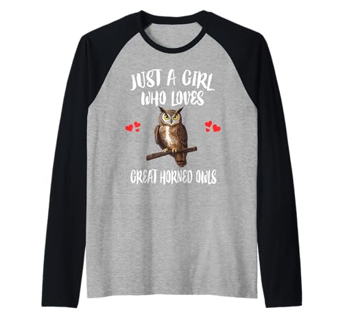 Nur EIN Mädchen, das große gehörnte Eulen liebt Raglan von Bird Lovers