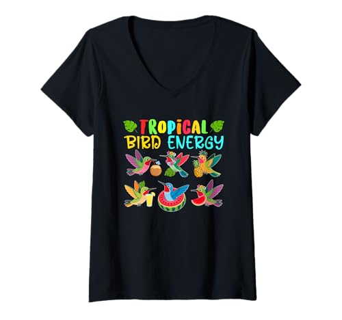 Damen Tropical Bird Energy Hummingbirds Funny Summer Activities T-Shirt mit V-Ausschnitt Damen Tropical Bird Energy Hummingbirds Funny Summer Activities T-Shirt mit V-Ausschnitt von Bird Vacations Costume