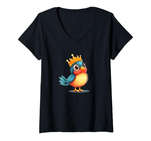 Damen Vogelkönig mit Krone für einen witzigen Look und Vogelliebhaber T-Shirt mit V-Ausschnitt Damen Vogelkönig mit Krone für einen witzigen Look und Vogelliebhaber T-Shirt mit V-Ausschnitt von Bird with Crown