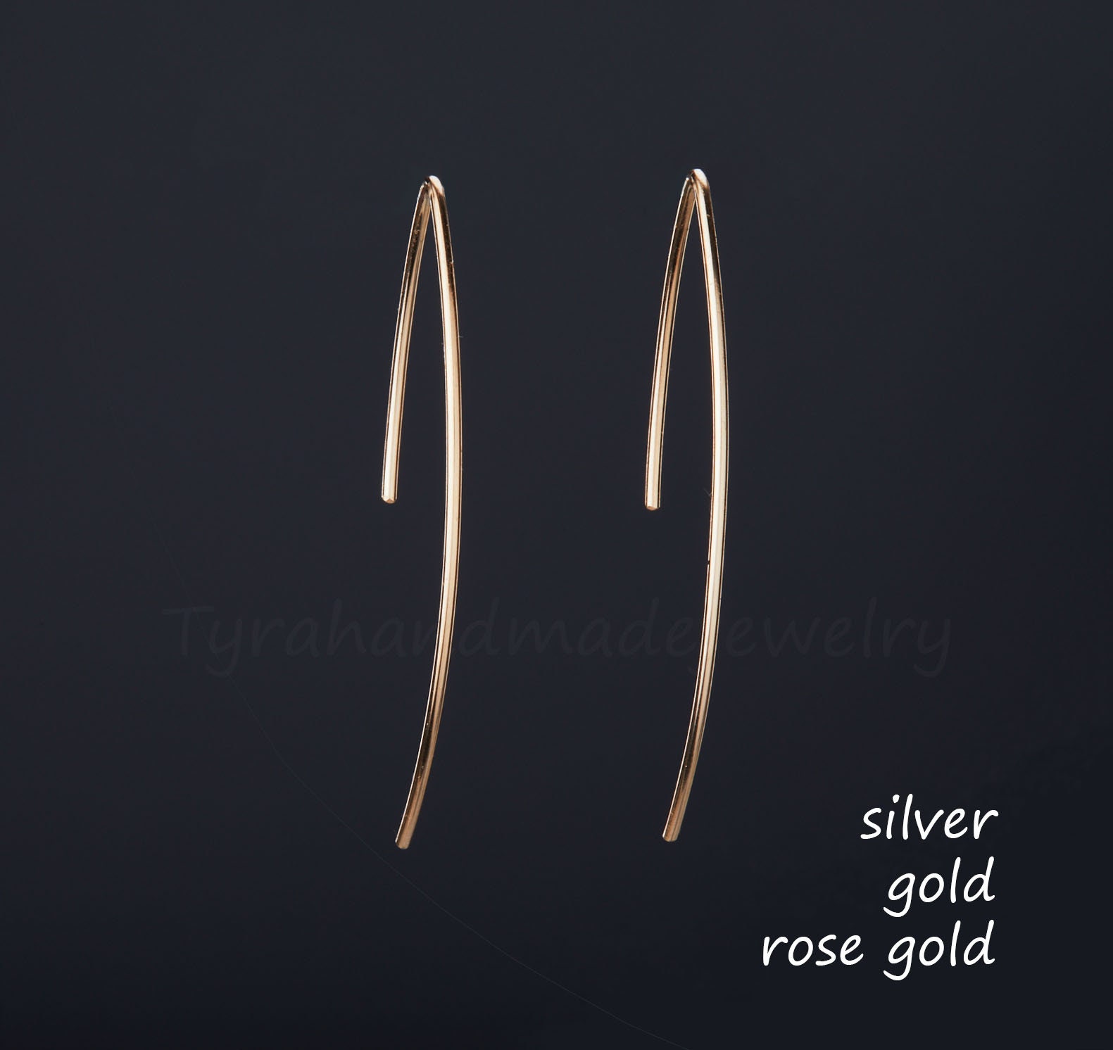 Draht Arbeit Ohrringe, Elegante Bogen Ohrring, Vereinfachte Hand Arbeitgebastelt Halbkreis Jeden Tag Geburtstagsgeschenk von Birdedenjewelry