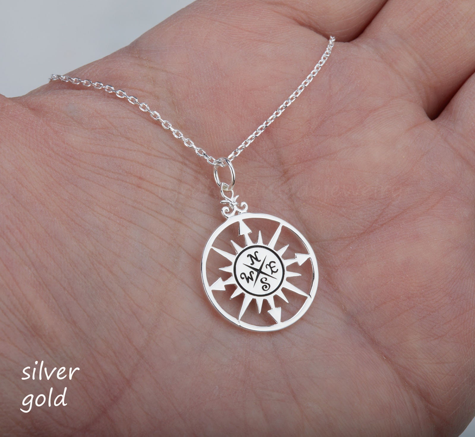 Große Kompass Halskette, Antiker Stil Kompass, Graduierung Geschenke, Schwesternschaft Geschenk, Brautjungfer Freundschaft Individuelle Schmuck Karte von Birdedenjewelry