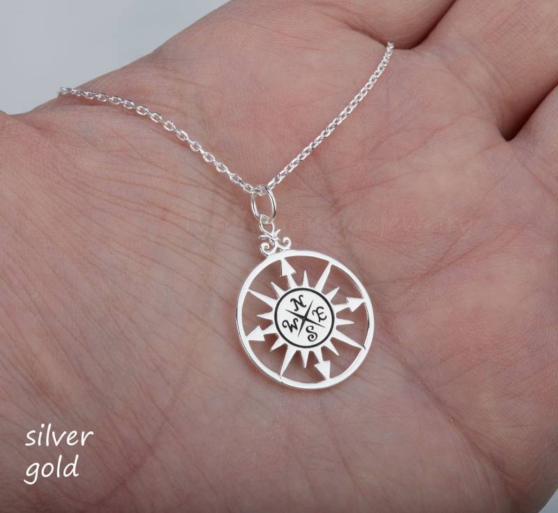 Große Kompass Halskette, Antiker Stil Kompass, Graduierung Geschenke, Schwesternschaft Geschenk, Brautjungfer Freundschaft Individuelle Schmuck Karte von Birdedenjewelry