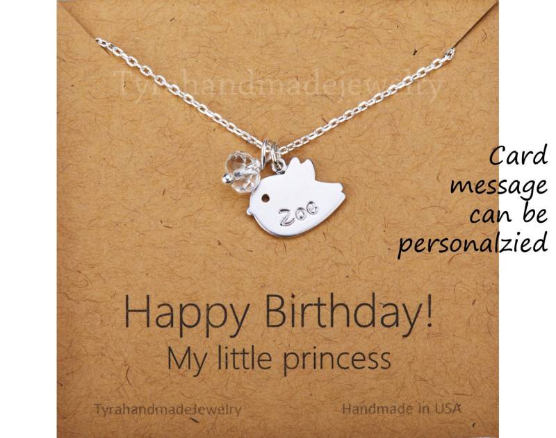 Große Vogel Initial Halskette, Gestempelte Namenskette, Personalisierte Geburtsstein, Mutter Schmuck Geschenk, Oma Geschenk, Mutter Tochter Geschenk von Birdedenjewelry