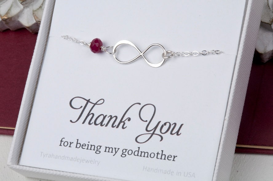 Infinity Armband Mit Benutzerdefinierter Steinperle, Patentante Schmuck, Geschenk Für Patentante, Geschenk Taufpatin, Infinity Perlenarmband von Birdedenjewelry