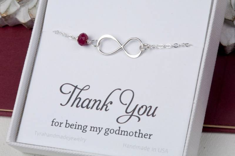 Infinity Armband Mit Benutzerdefinierter Steinperle, Patentante Schmuck, Geschenk Für Patentante, Geschenk Taufpatin, Infinity Perlenarmband von Birdedenjewelry