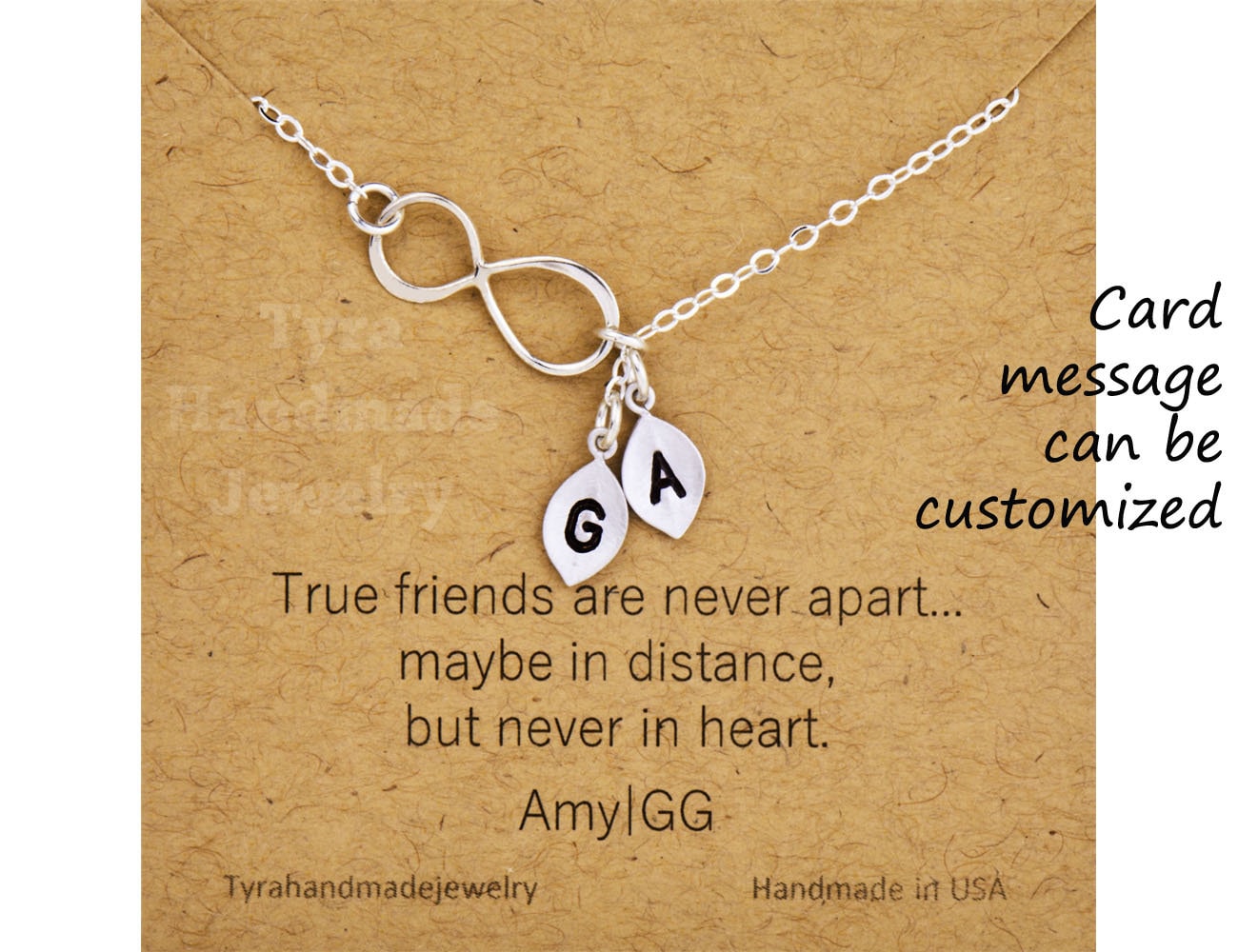 Infinity-Halskette Mit Blatt Initial Charme, Benutzerdefinierte Monogramme, Paar Familie Initialen, Jubiläumsgeschenk, Schwesternschaft, Freund von Birdedenjewelry