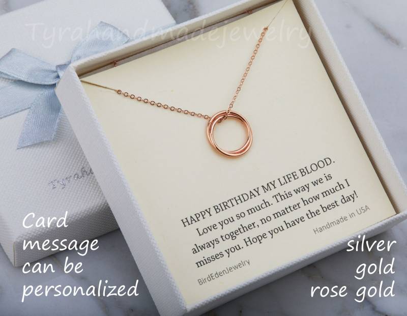 Sisters Forever Karma Circle Halskette, Halskette Mit Note Karte, 14K Gold Fill Oder Sterling Silber Eternity Mutter Geschenke, Familie von Birdedenjewelry