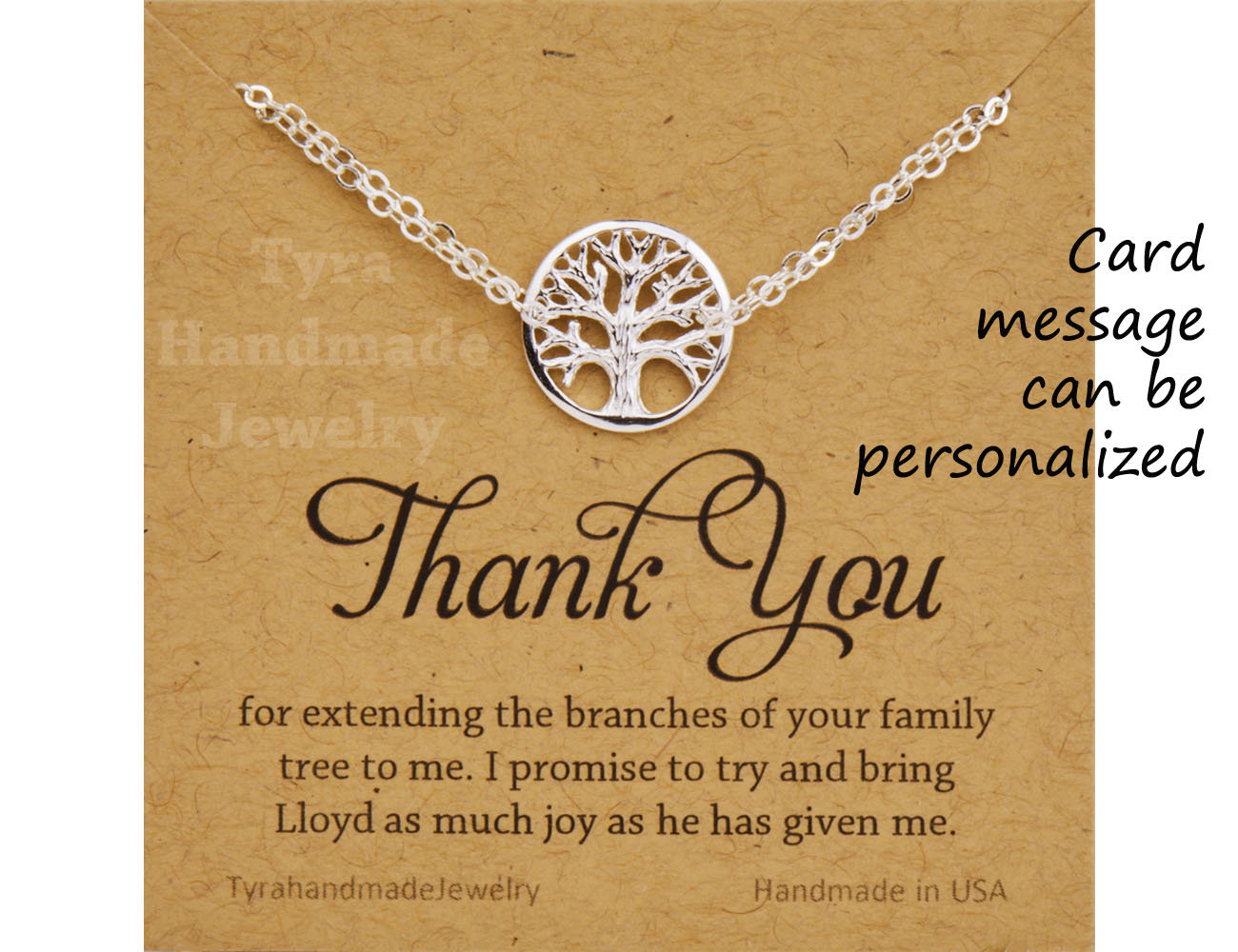 stammbaum Halskette, Mutter Des Bräutigams Geschenk, Der Braut Schwiegermutter Geschenk Von An Mutter, Tochter, Individuelle Dankeskarte von Birdedenjewelry