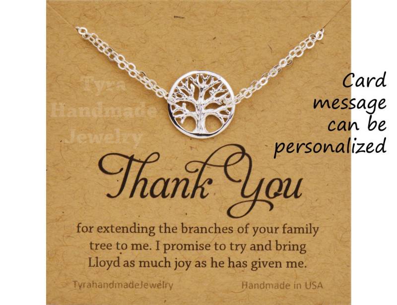 stammbaum Halskette, Mutter Des Bräutigams Geschenk, Der Braut Schwiegermutter Geschenk Von An Mutter, Tochter, Individuelle Dankeskarte von Birdedenjewelry