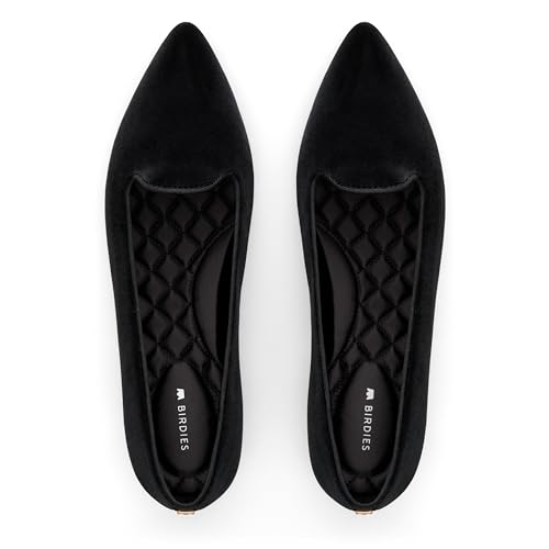 Birdies Damen Sparrow Slip-On Flats Bequeme Casual Dressy Schuhe, Schwarzer Samt, 40 EU von Birdies