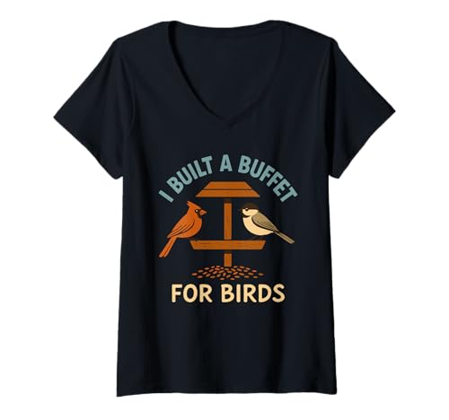 Damen Vogelfutterstation Hinterhof Vogelbeobachter Vogelfutter Nerd Lustig T-Shirt mit V-Ausschnitt Damen Vogelfutterstation Hinterhof Vogelbeobachter Vogelfutter Nerd Lustig T-Shirt mit V-Ausschnitt von Birding Humor Backyard Birdwatching Wild Feeder