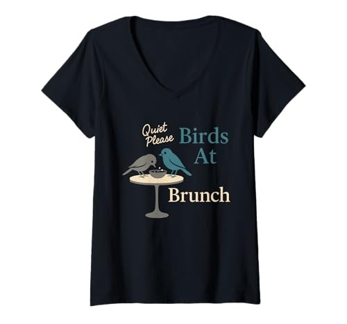 Damen Vogelfutterstation Hinterhof Vogelbeobachter Vogelfutter Nerd Lustig T-Shirt mit V-Ausschnitt Damen Vogelfutterstation Hinterhof Vogelbeobachter Vogelfutter Nerd Lustig T-Shirt mit V-Ausschnitt von Birding Humor Backyard Birdwatching Wild Feeder