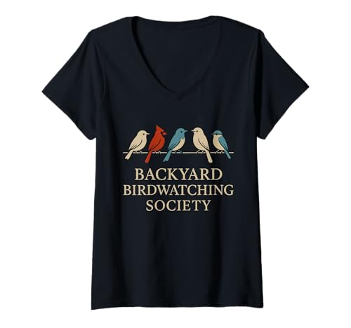 Damen Vogelfutterstation Hinterhof Vogelbeobachter Vogelfutter Nerd Lustig T-Shirt mit V-Ausschnitt Damen Vogelfutterstation Hinterhof Vogelbeobachter Vogelfutter Nerd Lustig T-Shirt mit V-Ausschnitt von Birding Humor Backyard Birdwatching Wild Feeder