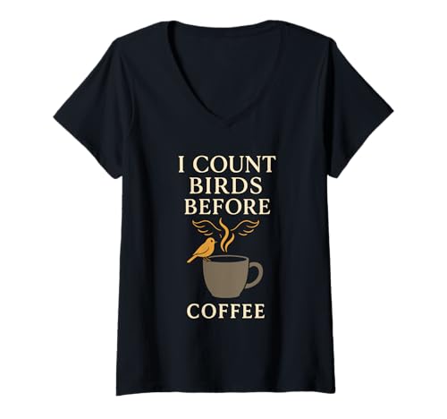 Damen Vogelfutterstation Hinterhof Vogelbeobachter Vogelfutter Nerd Lustig T-Shirt mit V-Ausschnitt Damen Vogelfutterstation Hinterhof Vogelbeobachter Vogelfutter Nerd Lustig T-Shirt mit V-Ausschnitt von Birding Humor Backyard Birdwatching Wild Feeder