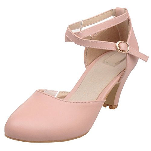 Birdsight Damen Chunky Heels Pumps mit knöchelriemen und Schnalle Schuhe (Rosa, Numeric_38) von Birdsight